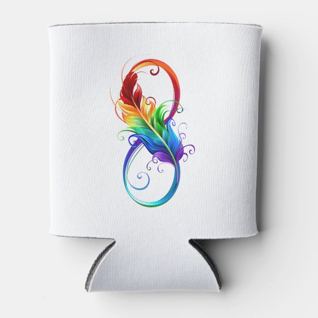 Rafraîchisseur Pour Canette Symbole d'infini avec plume arc-en-ciel (Devant)