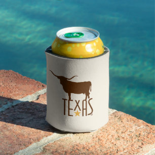Rafraîchisseur Pour Canette Symboles du Texas, Longhorn, marron