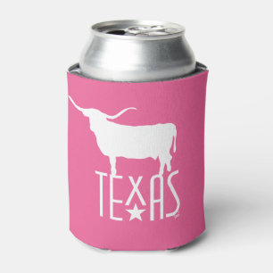 Rafraîchisseur Pour Canette Symboles du Texas, Longhorn, rose