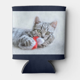 Rafraîchisseur Pour Canette Tabby gris mou Chat avec Noël Casquette