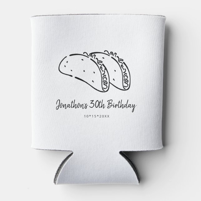 Rafraîchisseur Pour Canette Tacos fête d'anniversaire (Devant)