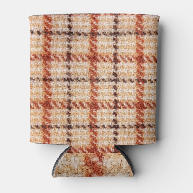 Rafraîchisseur Pour Canette Tartan Design : Texture Textile Classique. (Devant)