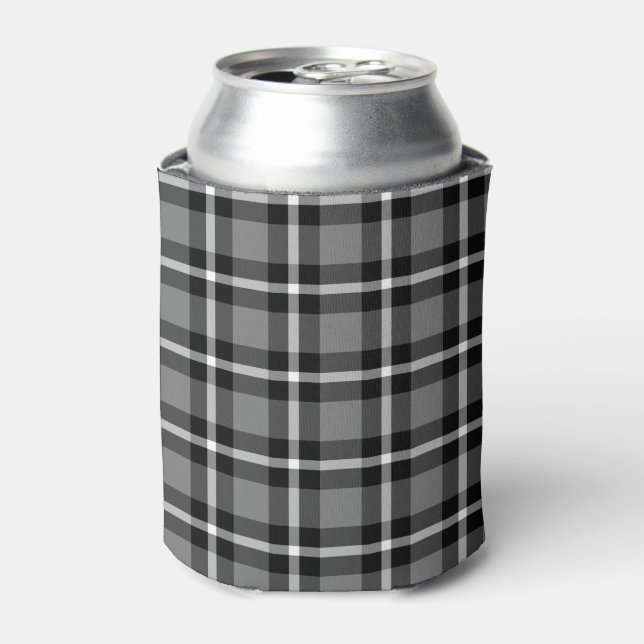 Rafraîchisseur Pour Canette Tartan Plaid Noir, Gris & Blanc No. 48 (Can devant)