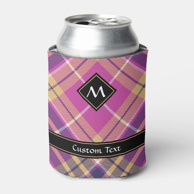 Rafraîchisseur Pour Canette Tartan rose, or et bleu (Can devant)