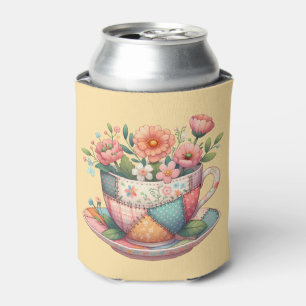 Rafraîchisseur Pour Canette Teacup Patchwork avec Fleurs Whimsical