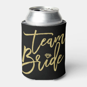 Rafraîchisseur Pour Canette Team Bride Gold Brush Script Diamond Bridal Party