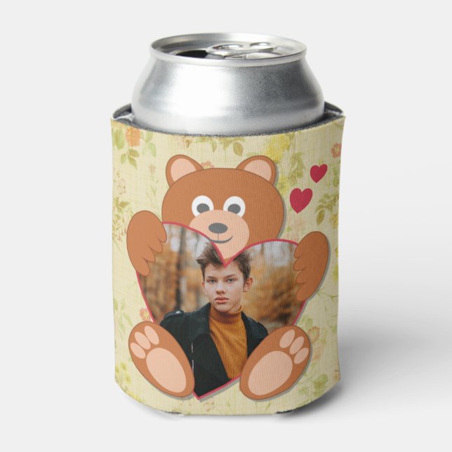 Rafraîchisseur Pour Canette Teddy Bear Holding Heart Photo Saint-Valentin (Can devant)