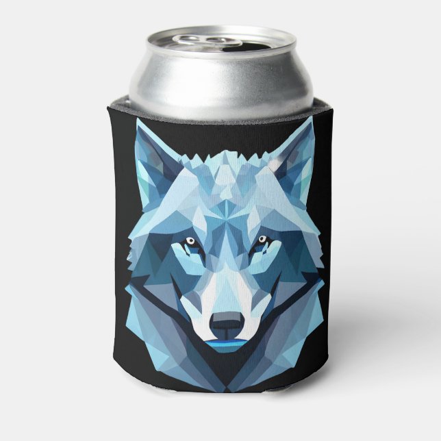 Rafraîchisseur Pour Canette Tête de loup géométrique bleue (Can Dos)