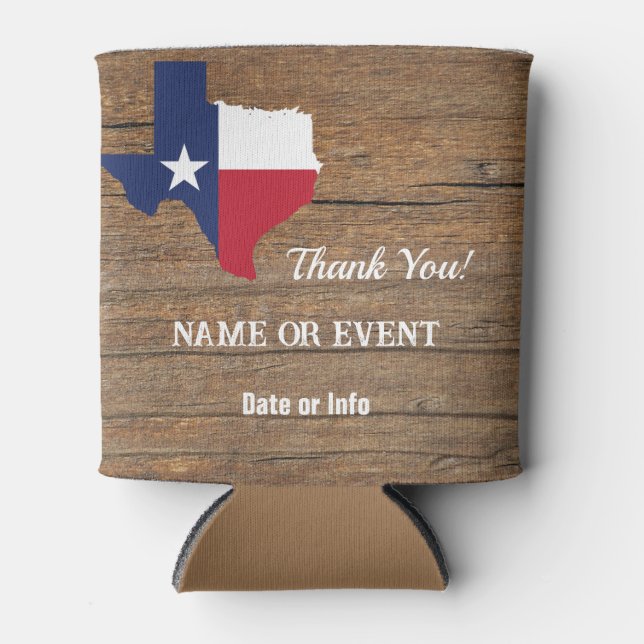 Rafraîchisseur Pour Canette Texas Barnwood Map et Star (Devant)