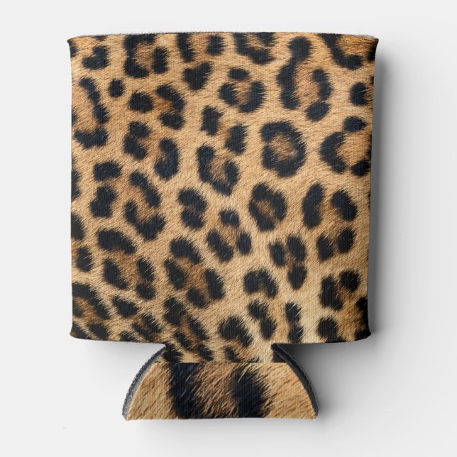 Rafraîchisseur Pour Canette Texture de fourrure de léopard, motif naturel. (Devant)