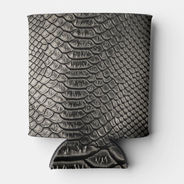 Rafraîchisseur Pour Canette Texture en cuir noir, utilisation arrière - plan. (Devant)