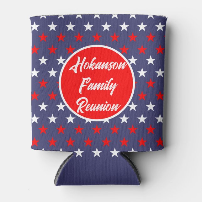 Rafraîchisseur Pour Canette Thème patriotique Rouge Blanc Bleu Étoiles (Devant)