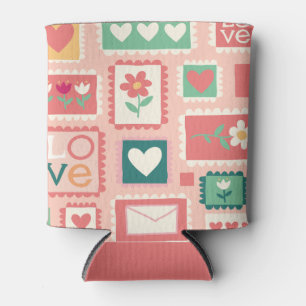 Rafraîchisseur Pour Canette Timbres d'amour Refroidisseur de canette floral