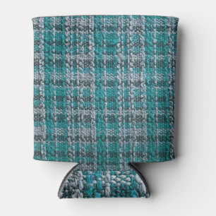 Rafraîchisseur Pour Canette Tissu écossais turquoise, arrière - plan texturé.