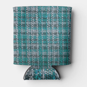 Rafraîchisseur Pour Canette Tissu écossais turquoise, arrière - plan texturé.