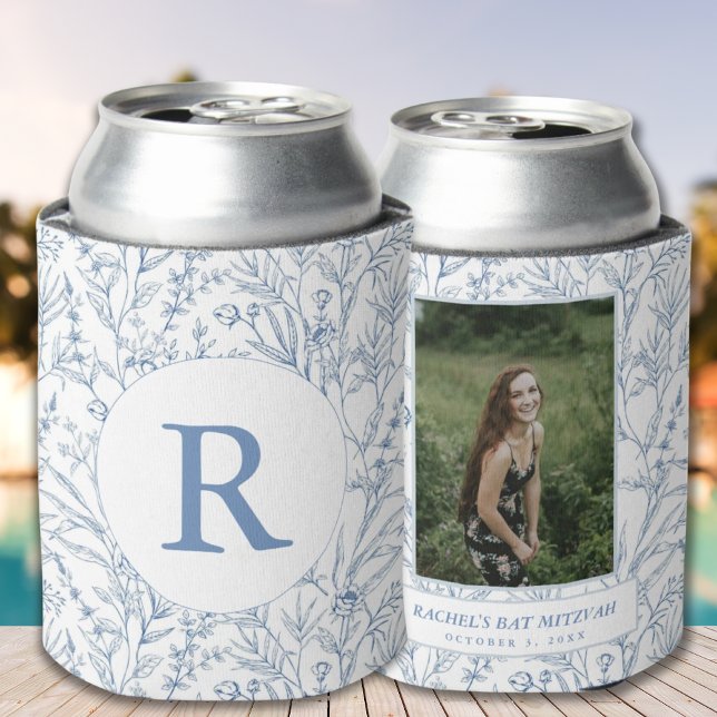 Rafraîchisseur Pour Canette Toile Floral Monogramme Dainty Bleu Français Thème (Toile Floral Monogram Dainty Blue French Theme Can Cooler
)