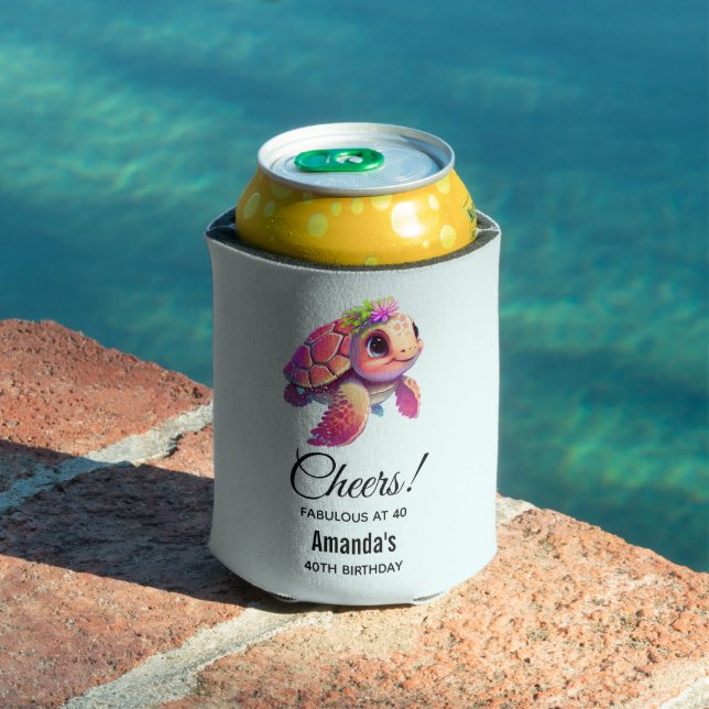 Rafraîchisseur Pour Canette Tortue de mer rose Whimsical & mignon (Piscine in situ)