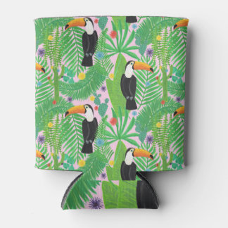 Rafraîchisseur Pour Canette Toucans tropicaux, cactus, sans couture dessinée à