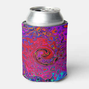 Rafraîchisseur Pour Canette Tourbillon Rouge et Violet Abstrait Rétro Liquide