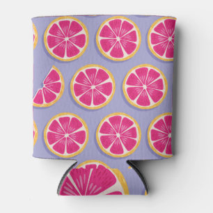 Rafraîchisseur Pour Canette Tranches de pamplemousse, motif violet vif.