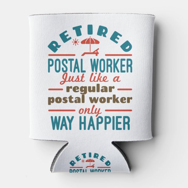 Rafraîchisseur Pour Canette Travailleur de poste à la retraite heureux drôle M (Devant)