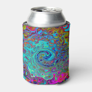 Rafraîchisseur Pour Canette Trippy Sky Blue Abstrait Retro Liquid Swirl
