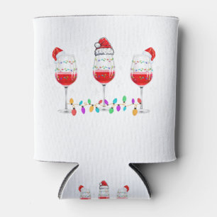 Rafraîchisseur Pour Canette Trois verres de vin Lumières de Noël Santa Hat X