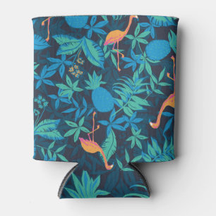 Rafraîchisseur Pour Canette Tropical Artistique : Motif Flamant rose ananas.