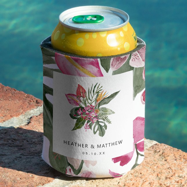 Rafraîchisseur Pour Canette Tropical coloré (Colorful Tropical Floral Can Cooler by Painted Paperie
)