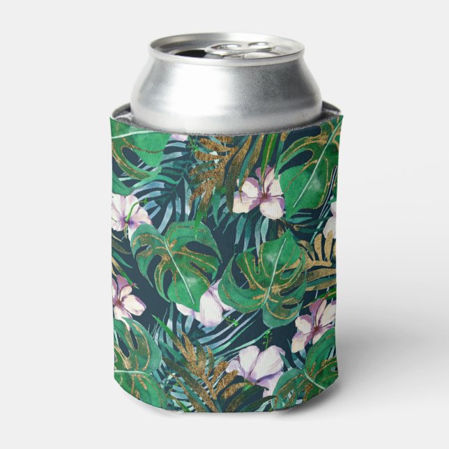 Rafraîchisseur Pour Canette Tropical Green Lilac Gold Monster Feuille Floral (Can devant)
