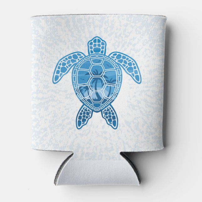 Rafraîchisseur Pour Canette Tropical Island Sea Turtle Design en bleu (Devant)