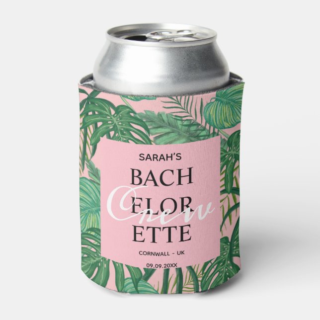 Rafraîchisseur Pour Canette Tropical Palm Pink Bachelorette (Can devant)