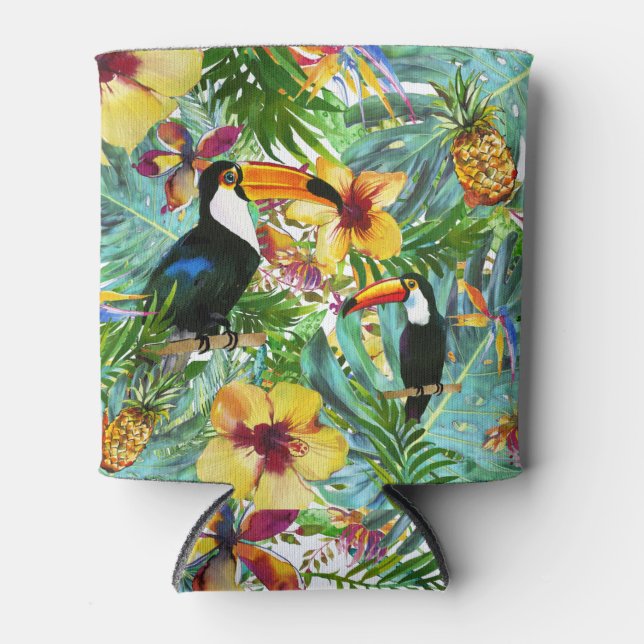 Rafraîchisseur Pour Canette Tropical Toucan Party Palm Ananas moderne (Devant)