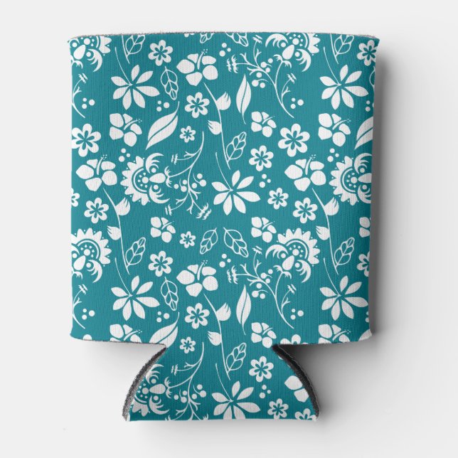Rafraîchisseur Pour Canette Tropical Turquoise Turquoise Bleu Floral (Devant)