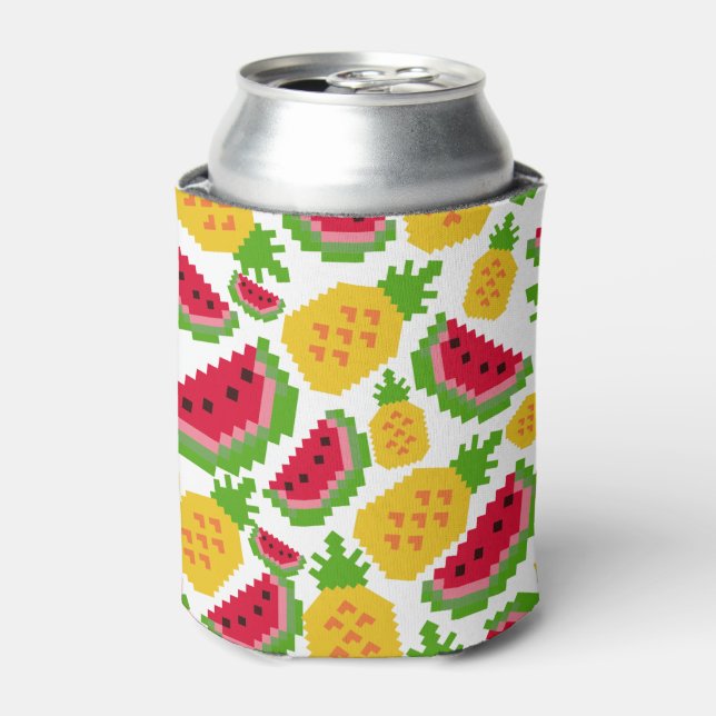 Rafraîchisseur Pour Canette Tropical Watermelon and Pineapple Pixel Pattern (Can devant)