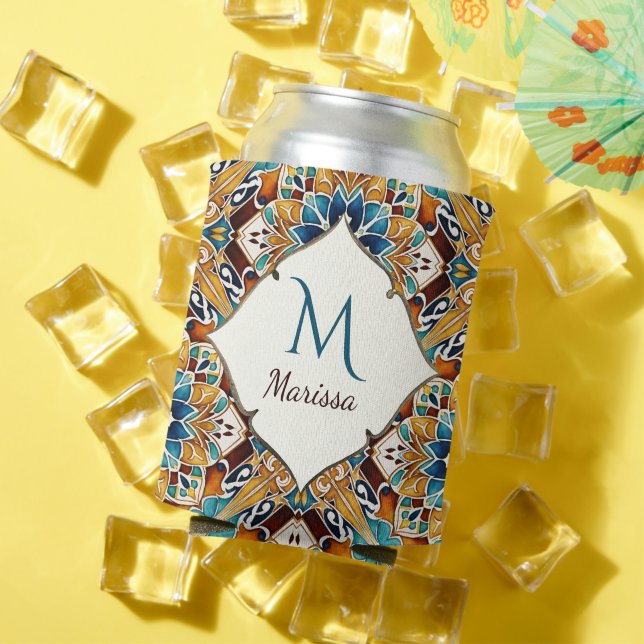 Rafraîchisseur Pour Canette Turquoise brun talavera bridesservatrices cadeaux  (Été in situ)