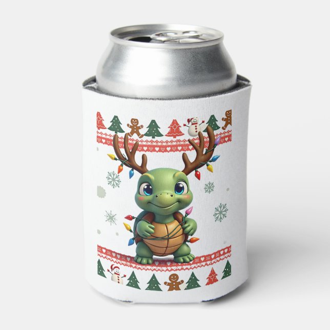 Rafraîchisseur Pour Canette Ugly Xmas Sweater Style Lighting Turtle Christmas  (Can devant)