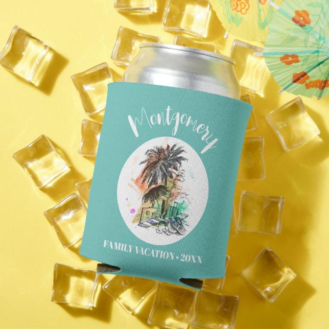 Rafraîchisseur Pour Canette Vacances d'été en famille Turquoise (Été in situ)