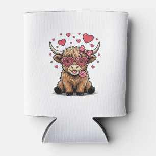 Rafraîchisseur Pour Canette Vache des Highlands mignonne Saint-Valentin lunett