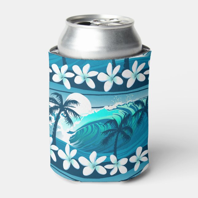 Rafraîchisseur Pour Canette vague de surf tropicale avec palmiers (Can devant)