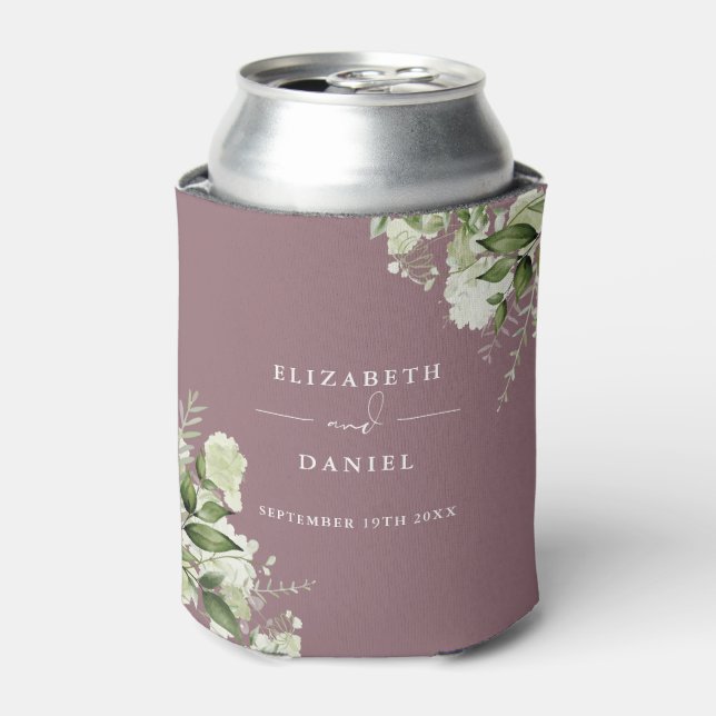 Rafraîchisseur Pour Canette Verdure Floral Elégant Mariage Mauve (Can devant)