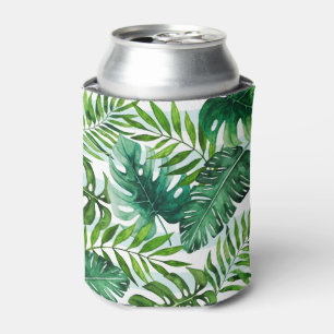 Rafraîchisseur Pour Canette Vert moderne Feuilles d'aquarelle tropicale