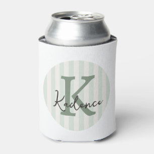 Rafraîchisseur Pour Canette Vert sauge Charbon Monogramme personnalisé en cerc