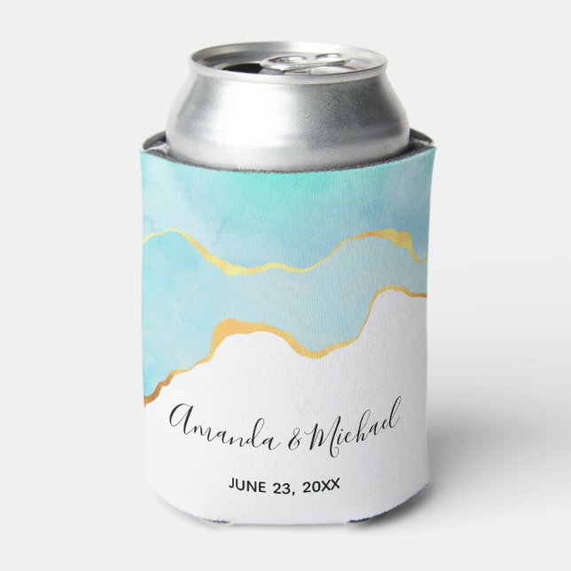 Rafraîchisseur Pour Canette Vert tropical paisible avec Mariage frontière or (Can devant)