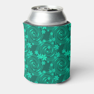 Rafraîchisseur Pour Canette vert turquoise motif floral clair