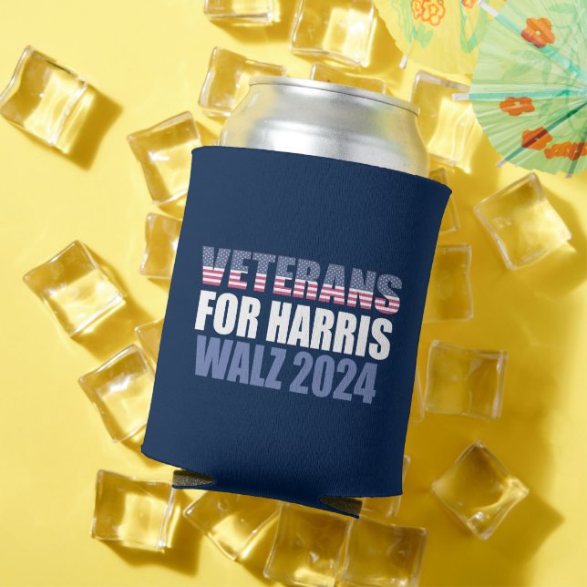 Rafraîchisseur Pour Canette Vétérans pour Harris Walz 2024 Election Blue (Été in situ)