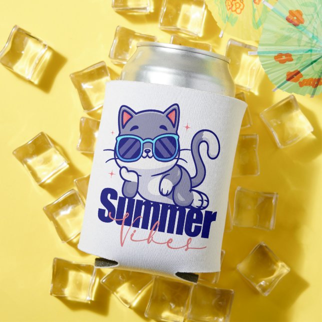 Rafraîchisseur Pour Canette Vibes d'été pour chats cool (Été in situ)