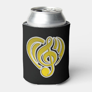 Rafraîchisseur Pour Canette Vibrations Amour Musical Coeur Jaune Musique Note 