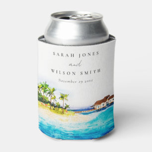 Rafraîchisseur Pour Canette Villa Tropical Overwater Seascape Beach Mariage