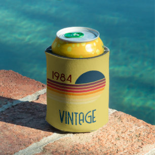 Rafraîchisseur Pour Canette Vintage 1984 Yellow Retro Stripe Sun